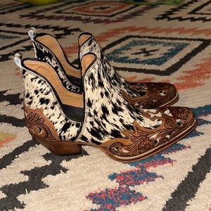 NWOT Myra Hair and Leather booties size 7 womens